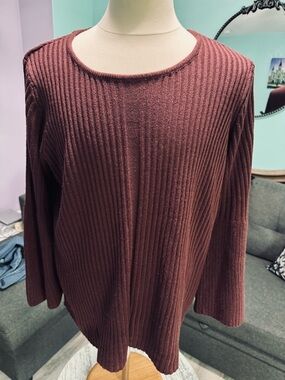 Design History Ribbed Scoopneck Sweater - Wine